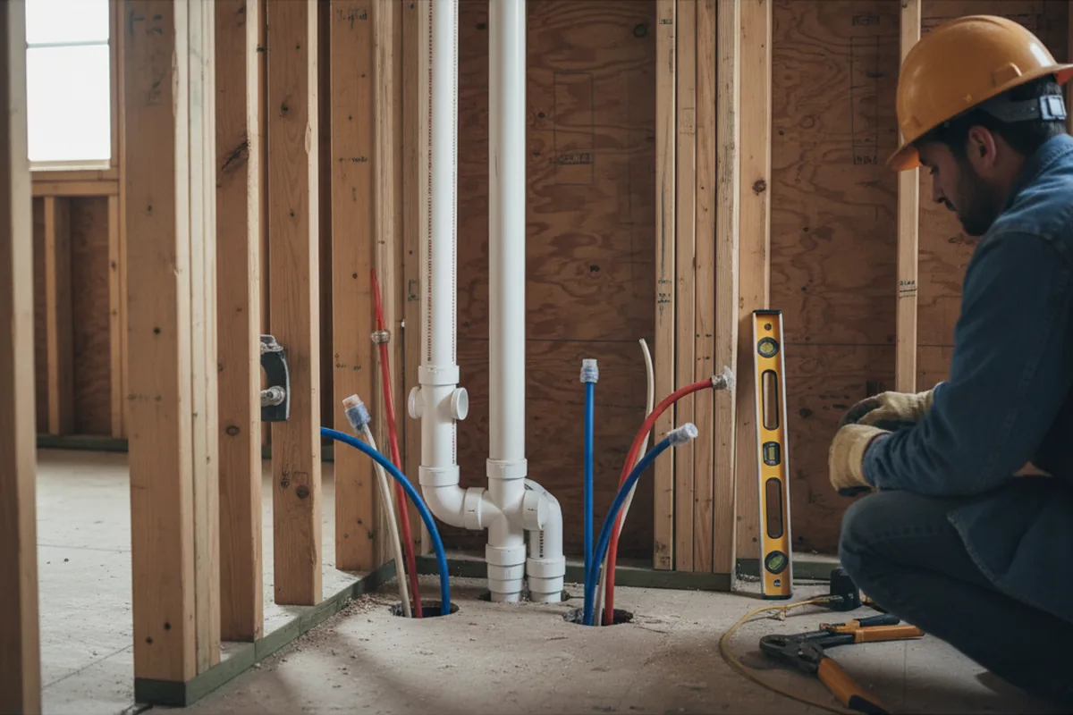 Drain and supply rough-in during Leak Detection in Pawhuska