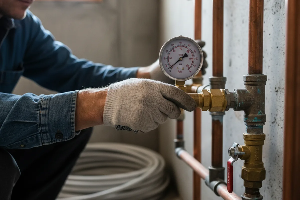 Pressure testing a repaired line during Water Line Repair in Pawhuska